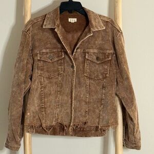 POL Women's Brown Corduroy Jean Jacket